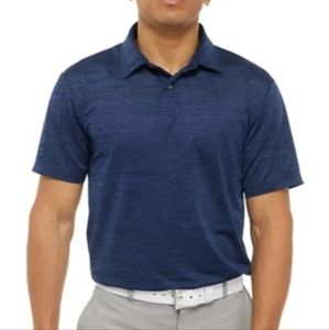 Mens PGA Tour Space Dyed Blue Heather Golf Polo Shirt Size XL